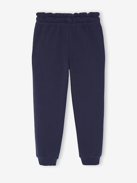 Girls' fleece joggers with leg print navy blue+rose+sage green 