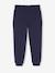 Girls' fleece joggers with leg print navy blue+rose+sage green 