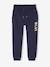 Girls' fleece joggers with leg print navy blue+rose+sage green 