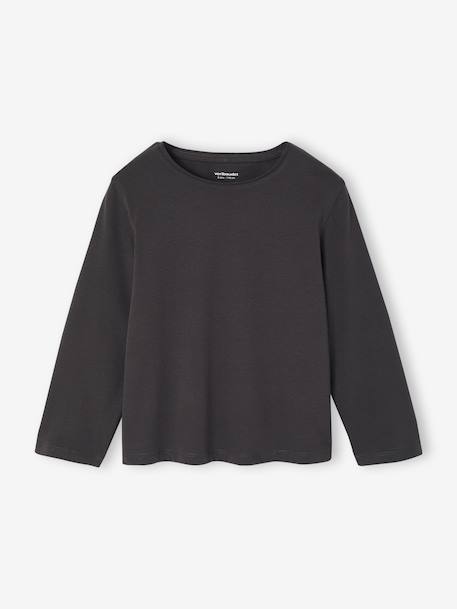 Pack of 3 long-sleeved girls' fancy t-shirts anthracite+coral+ecru+grey blue+indigo+mauve+rose 