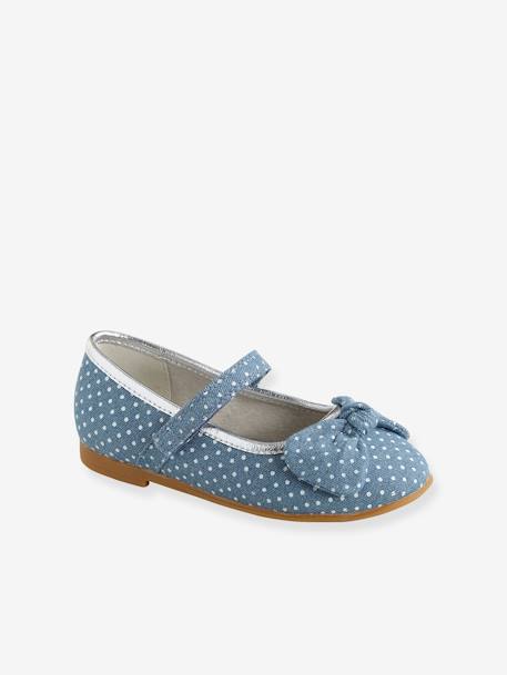 Mary Jane Shoes with Touch-Fastening Tabs for Girls, Designed for Autonomy BLUE MEDIUM ALL OVER PRINTED 