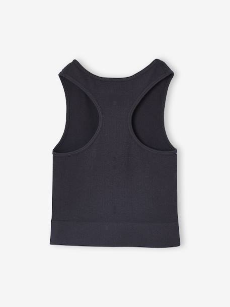 2-in-1 cropped sports T-shirt with girls bras marl grey 