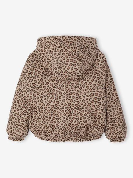 Reversible Leopard/Sherpa Windcheater with Hood for Girls beige+vanilla 