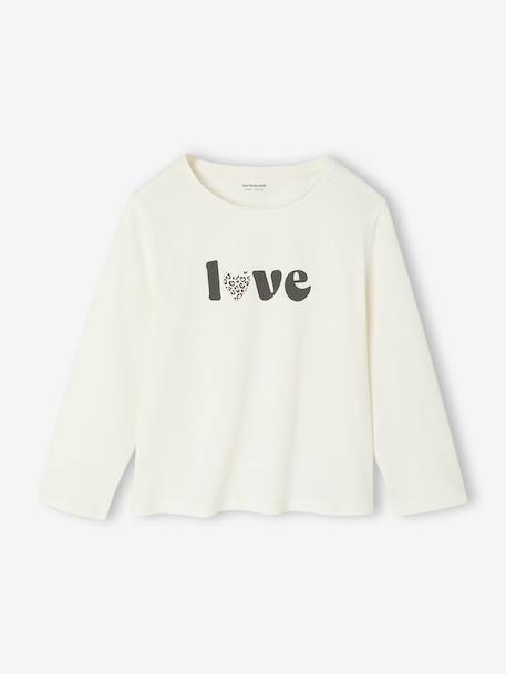 Pack of 3 long-sleeved girls' fancy t-shirts anthracite+coral+ecru+grey blue+indigo+mauve+rose 