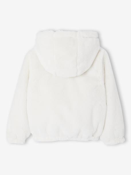 Reversible Leopard/Sherpa Windcheater with Hood for Girls beige+vanilla 