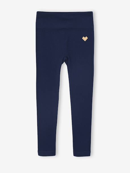 Seamless Ribbed Sportswear Leggings for Girls navy blue 