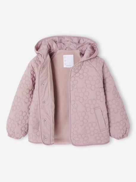Lightweight Floral Jacket with Hood for Girls grey green+mauve 