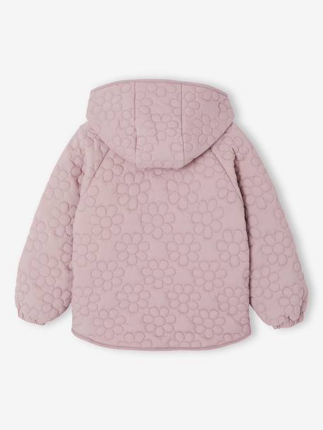 Lightweight Floral Jacket with Hood for Girls grey green+mauve 
