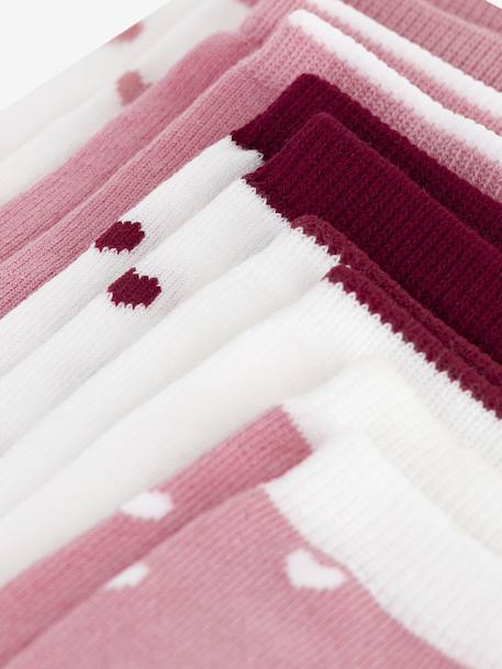 Pack of 5 Pairs of Cotton Socks with Heart Print by PETIT BATEAU rose 