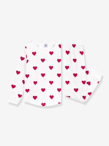 PETIT BATEAU heart print pyjamas for children white 