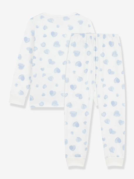 Children's pyjamas in printed fleece with heart design by PETIT BATEAU light blue 