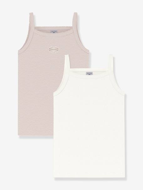 Pack of 2 Cotton Tank Tops with Thin Straps, PETIT BATEAU pale pink 