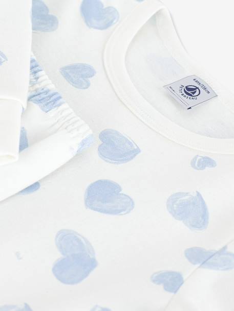 Children's pyjamas in printed fleece with heart design by PETIT BATEAU light blue 