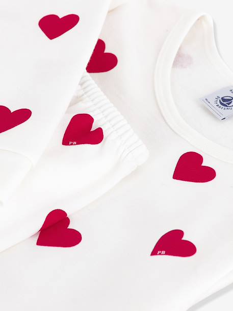 PETIT BATEAU heart print pyjamas for children white 