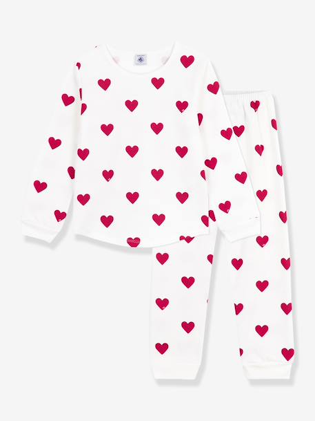 PETIT BATEAU heart print pyjamas for children white 