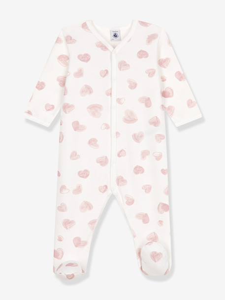 Baby pyjamas in PETIT BATEAU heart print fleece light blue 