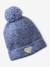 'Heart' Beanie + Snood + Gloves/Mittens Set for Girls ecru+navy blue 