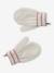 Girl's twisted knit set: beanie + snood + mittens/gloves ecru 