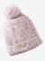 'Heart' Beanie + Snood + Gloves/Mittens Set for Girls ecru+navy blue+rosy 