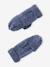 'Heart' Beanie + Snood + Gloves/Mittens Set for Girls ecru+navy blue 