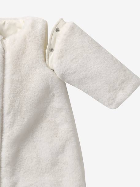 Baby sleeping bag with detachable sleeves in faux fur ENVIE DE FRAISE ecru 