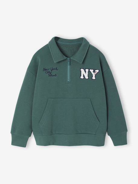 Embroidered Funnel-Neck Sweatshirt for Boys green 