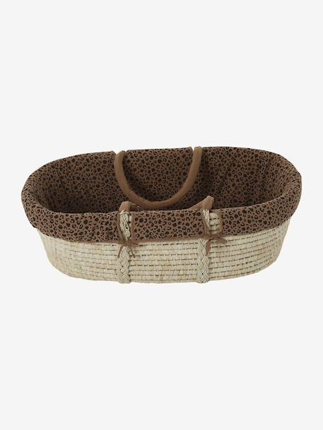 Moses Basket in Woven Natural Fibres for Babies, ENVIE DE FRAISE 0016+beige+sage green 