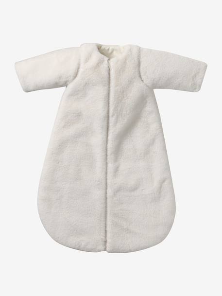 Baby sleeping bag with detachable sleeves in faux fur ENVIE DE FRAISE ecru 