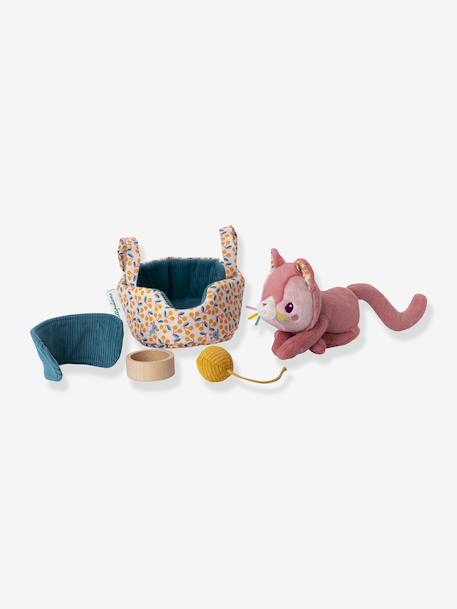 Cuddly toy animal and its LILLIPUTIENS basket blue+rose 