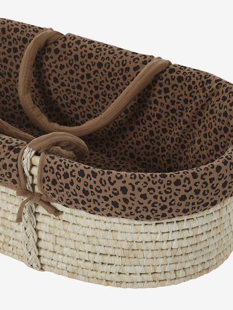 Moses Basket in Woven Natural Fibres for Babies, ENVIE DE FRAISE 0016+beige+sage green 