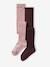 Pack of 2 Pairs of Cable Knit Tights for Girls mauve 