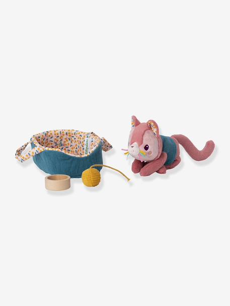 Cuddly toy animal and its LILLIPUTIENS basket blue+rose 