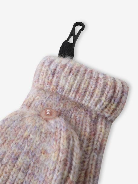 'Heart' Beanie + Snood + Gloves/Mittens Set for Girls ecru+navy blue+rosy 
