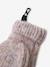 'Heart' Beanie + Snood + Gloves/Mittens Set for Girls ecru+navy blue+rosy 