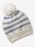 Striped Set: Beanie + Snood + Mittens/Gloves for Girls vanilla 
