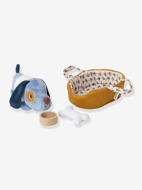 Cuddly toy animal and its LILLIPUTIENS basket blue+rose 