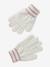 Girl's twisted knit set: beanie + snood + mittens/gloves ecru 
