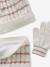 Girl's twisted knit set: beanie + snood + mittens/gloves ecru 