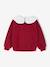 Girl's sweatshirt with English embroidery collar and flocked velvet message ecru+marl grey+mauve+pale pink+red 