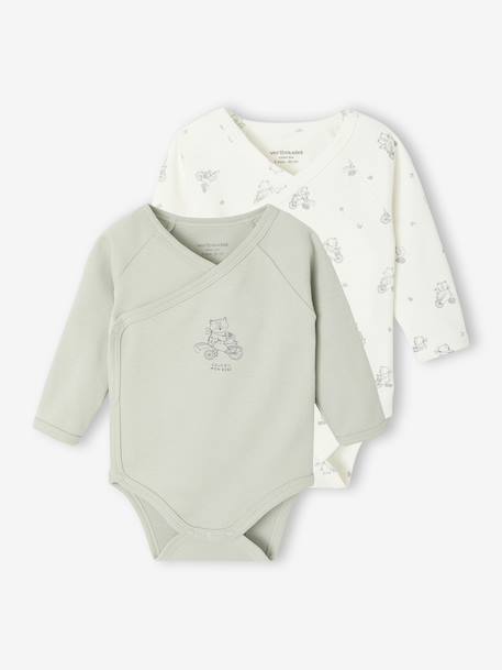 Pack of 2 Long-Sleeved Bodysuits, Newborn Special aqua green 