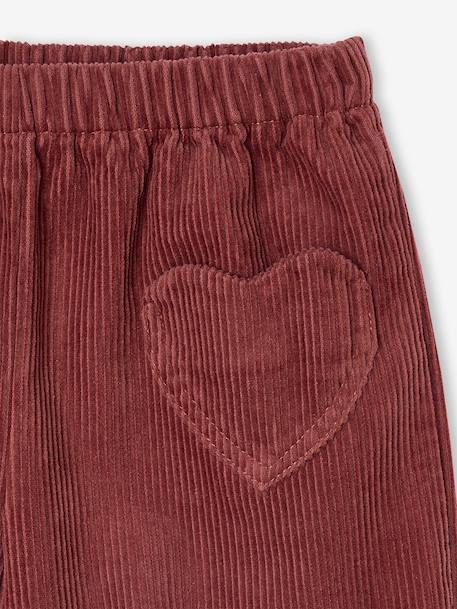 Corduroy Shorts with Heart Pockets, Easy To Slip On, for Girls khaki+navy blue+old rose+rose 