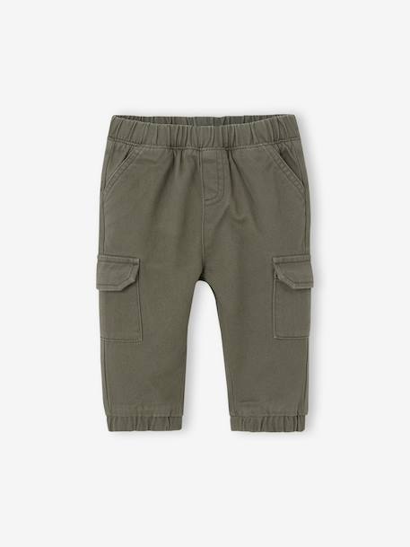 Twill Cargo Trousers for Babies navy blue+olive 