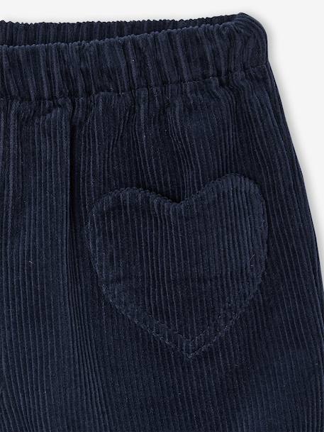 Corduroy Shorts with Heart Pockets, Easy To Slip On, for Girls khaki+navy blue+old rose+rose 