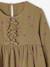Cotton Gauze Dress with Fancy Bows for Girls ecru+olive 