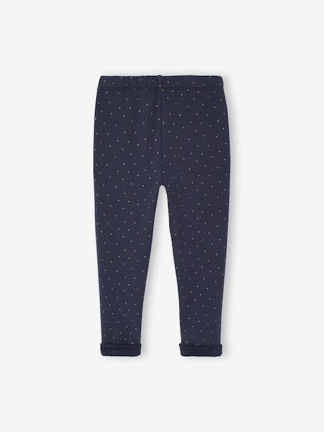 Leggings Lined in Polar Fleece for Girls BROWN LIGHT ALL OVER PRINTED+chocolate+dark grey+dusky pink+ink blue+printed grey 