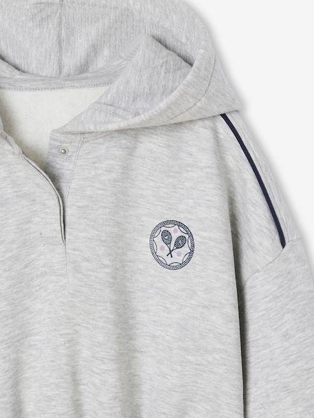 Cropped Sports Sweatshirt with Hood, for Girls marl grey 