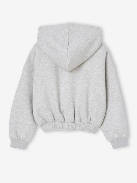 Cropped Sports Sweatshirt with Hood, for Girls marl grey 