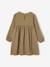 Cotton Gauze Dress with Fancy Bows for Girls ecru+olive 