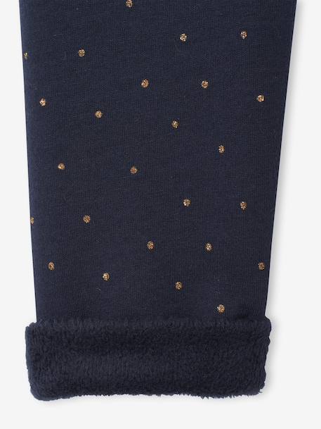Leggings Lined in Polar Fleece for Girls BROWN LIGHT ALL OVER PRINTED+chocolate+dark grey+dusky pink+ink blue+printed grey 