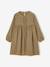 Cotton Gauze Dress with Fancy Bows for Girls ecru+olive 